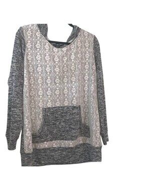 Miss Chievous Womens Lace & Knit Hooded Sweatshirt 2X